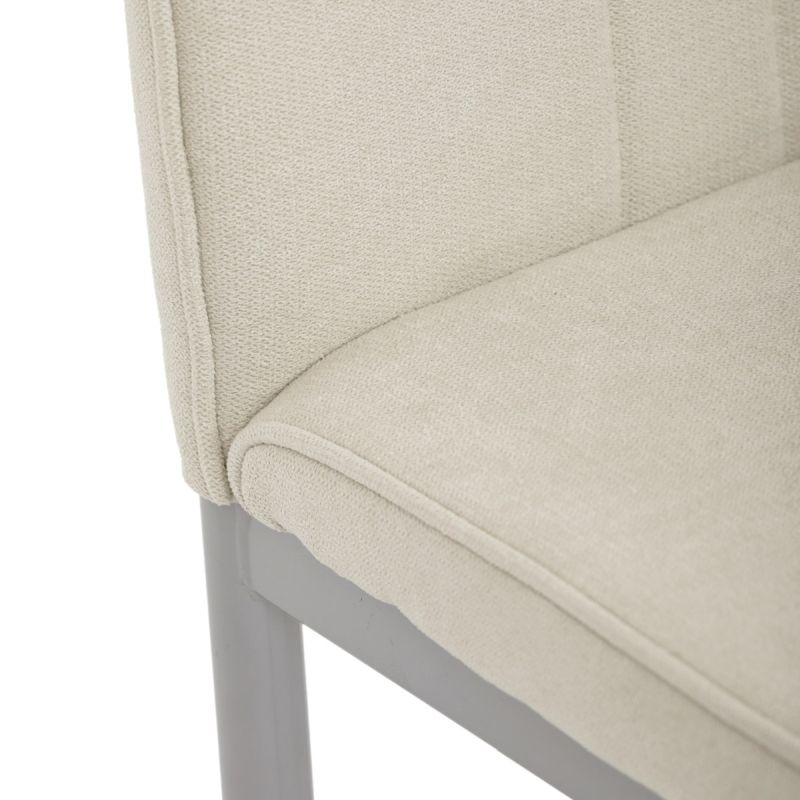 Stolička jedálenská, krémová látka, sivé kovové nohy