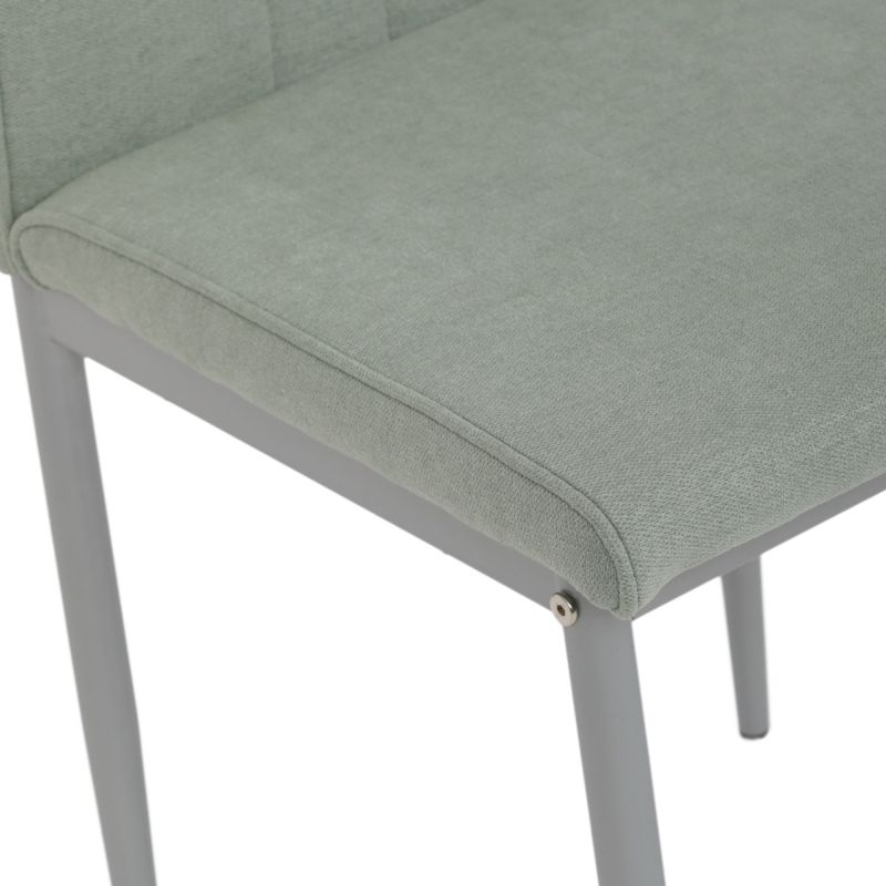 Stolička jedálenská, zelená látka, sivé kovové nohy