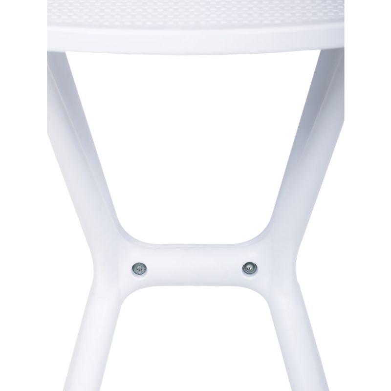 Okrúhly plastový jedálenský stôl biely