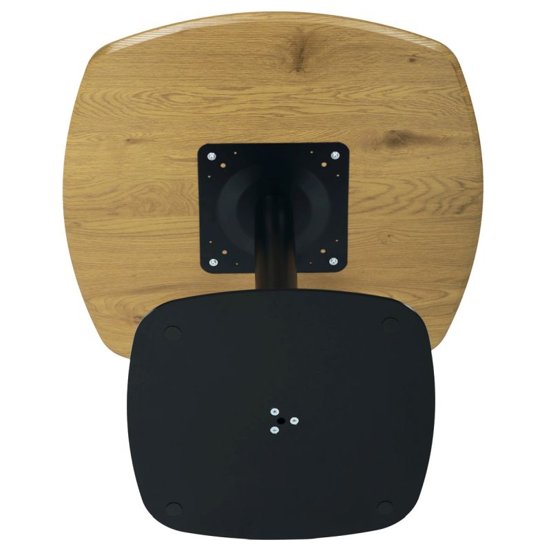 Jedálenský stôl 80x80, doska MDF, dekor dub, čierny kov