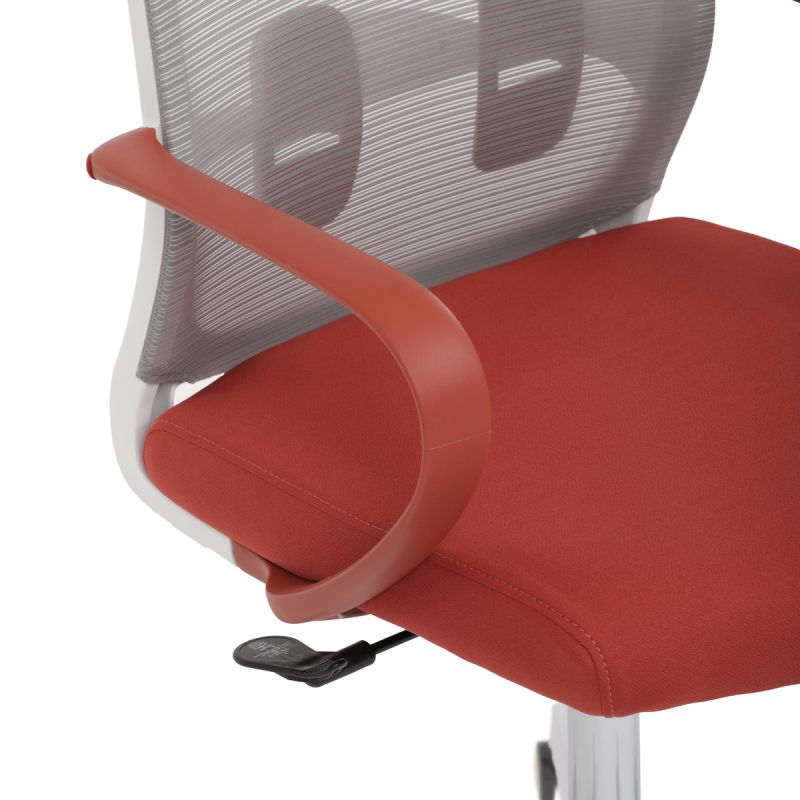Stolička kancelárska, šedý MESH a červená látka