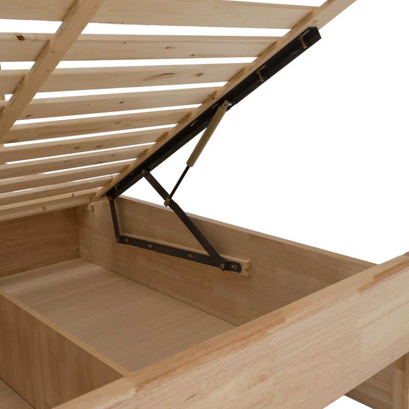 Manželská posteľ, 180x200, masívne drevo, prírodná, úložný priestor