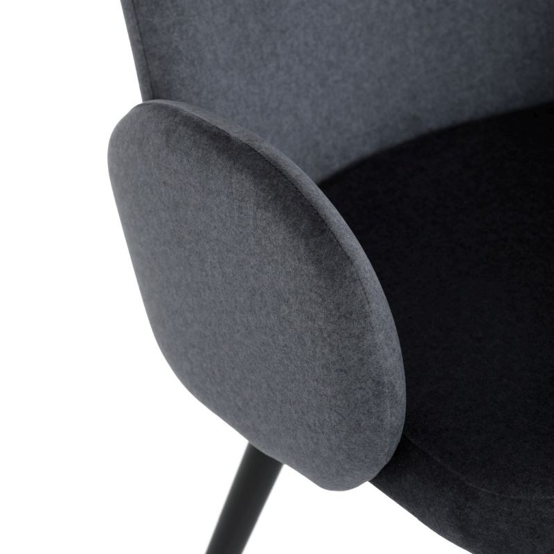 Stolička jedálenská, šedá látka, čierne kovové nohy