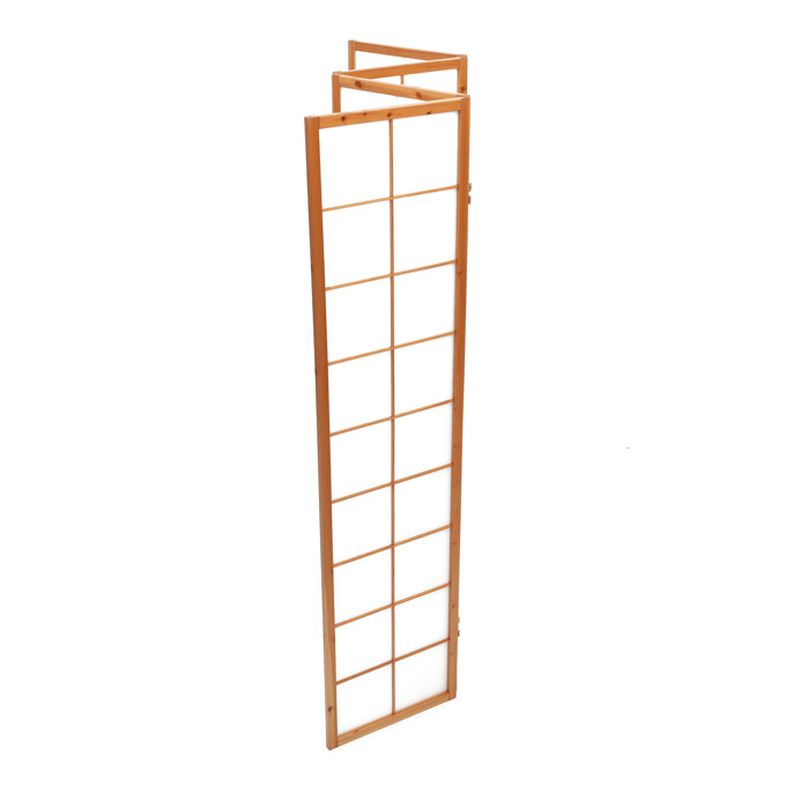 Štýlový 4-dielny paraván s drevenou konštrukciou v prírodnej farbe