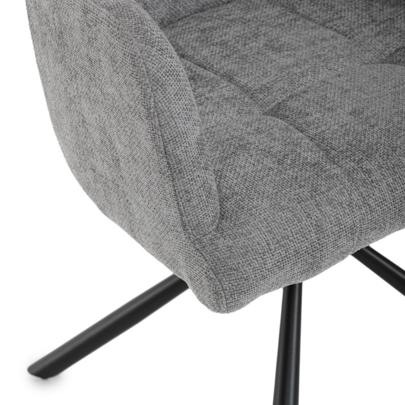 Jedálenská stolička čalúnená sivou látkou, otočný mechanizmus