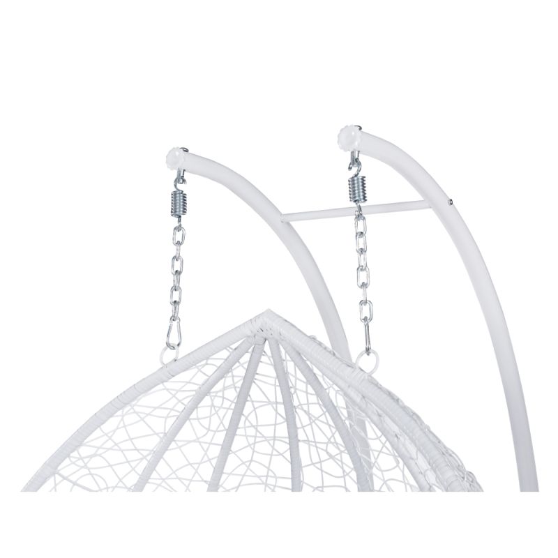 Závesné dvojkreslo s elegantným dizajnom, biele