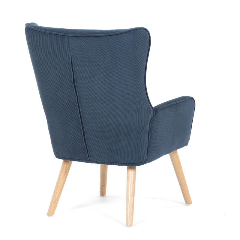 Moderné elegantné kreslo, poťah modrá menčestrová látka