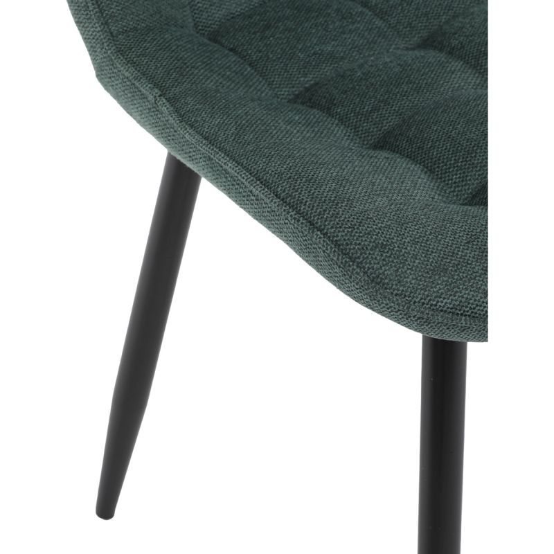 Stolička jedálenská, čalúnená zelenou látkou, čierne nohy