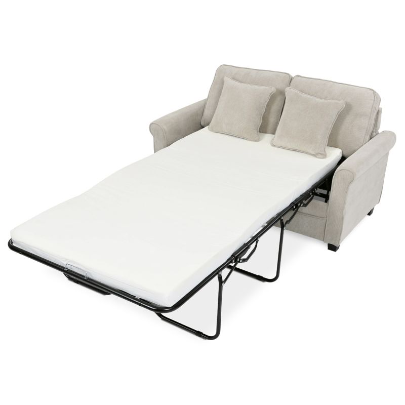 Rozkladacia pohovka s matracom, 2-miestna, poťah menčestrová béžová látka