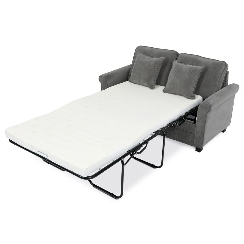 Rozkladacia pohovka s matracom, 2-miestna, poťah menčestrová sivá látka