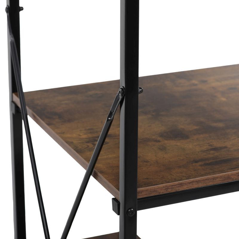 Stôl pracovný s regálom, MDF, dekor staré drevo, čierny kov