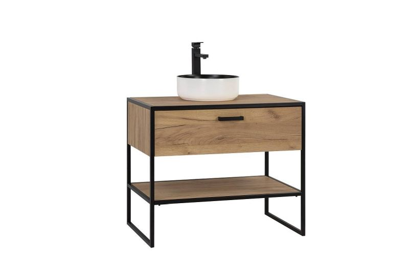 Kúpeľňová skrinka 827 dub craft zlatý/čierny mat