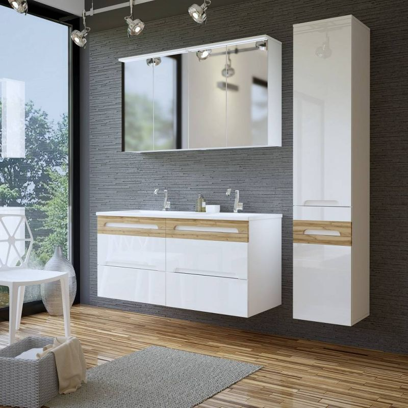 Kúpeľňová skrinka WHITE 830 biela/biely vysoký lesk