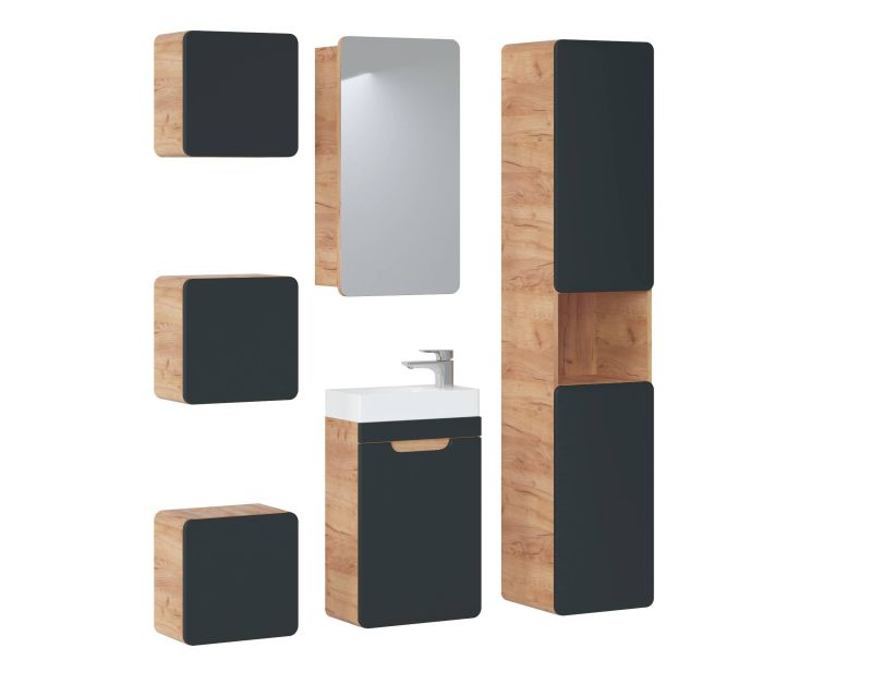 Kúpeľňová skrinka 800 dub artisan/čierny mat