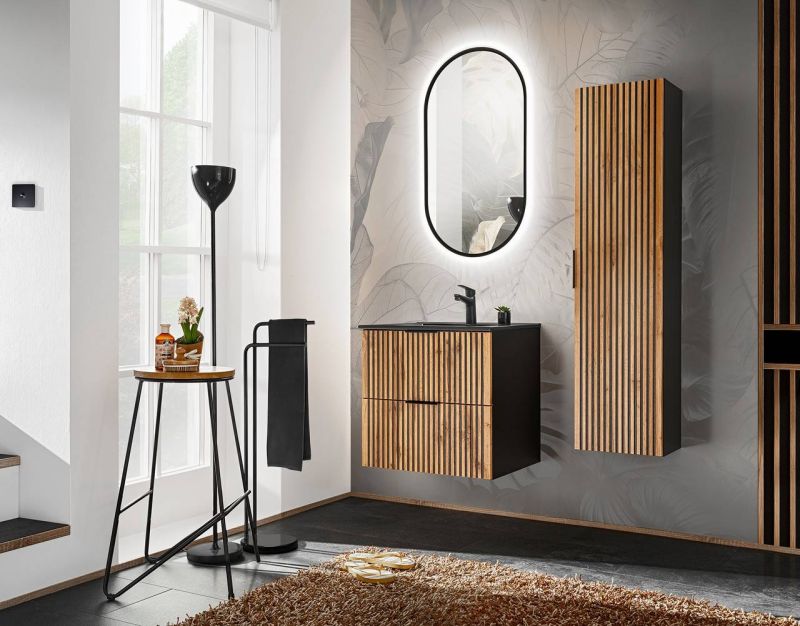 Skrinka do kúpeľne 83-01-D-1D čierne/dub wotan