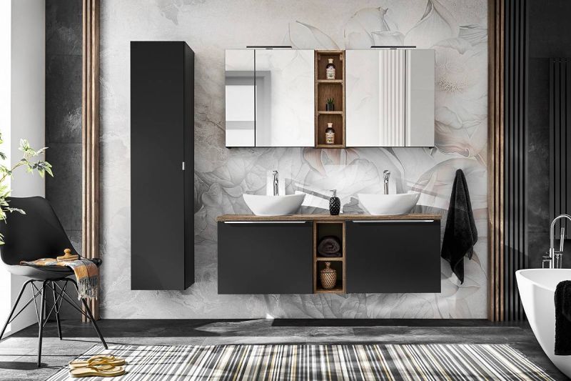 Skrinka do kúpeľne 80-01-B-1D2S, čierna