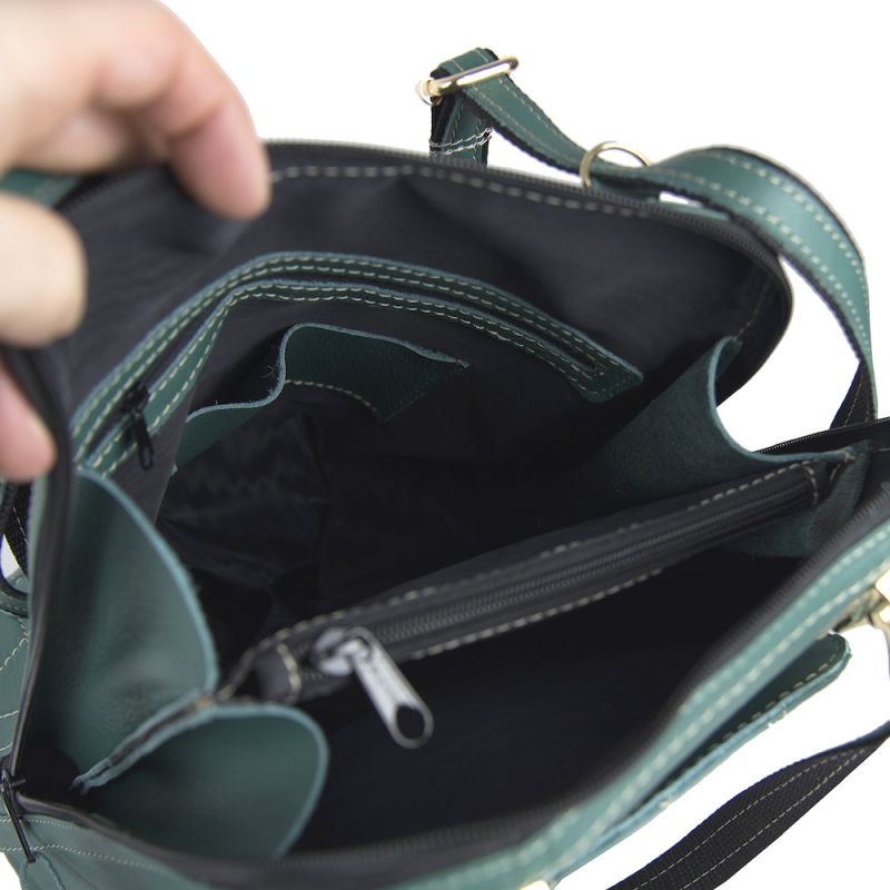 Luxusný kožený ruksak z pravej hovädzej kože 8668 v zelenej farbe