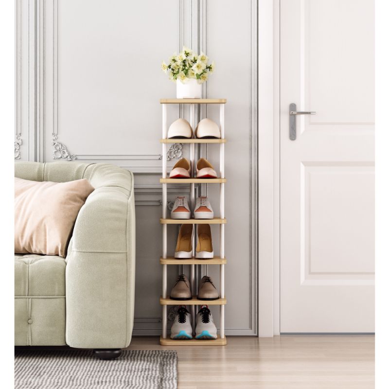 Praktický regál 6-policový, biela-svetlý dub