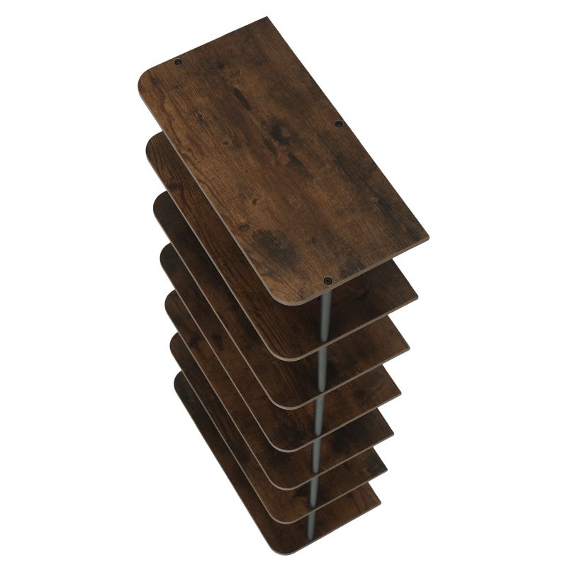 Praktický regál 6-policový, čierna-rustikálne drevo