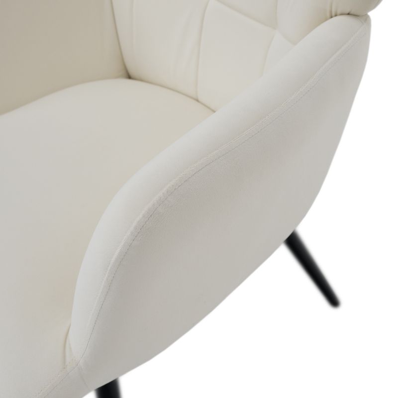 Luxusné kreslo s podnožou, biela Velvet látka a čierne nohy