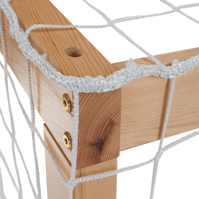 Montessori posteľ v tvare futbalovej brány 90x200, prírodná-biela-modrá-červená