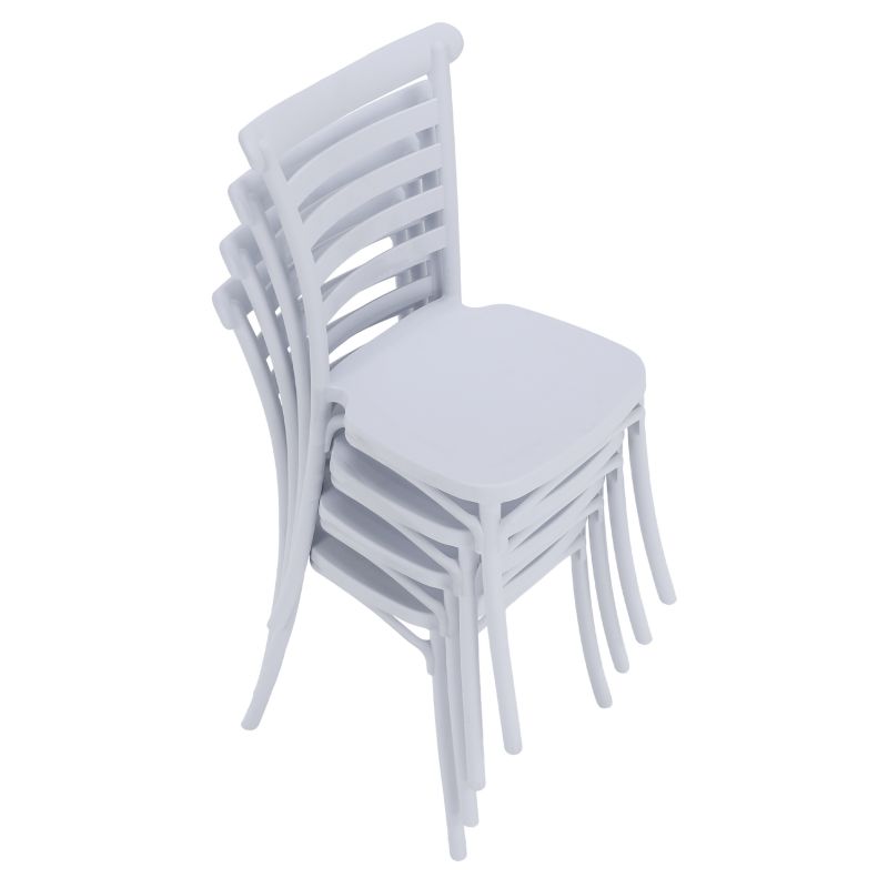 Stohovateľná stolička plastová, biela