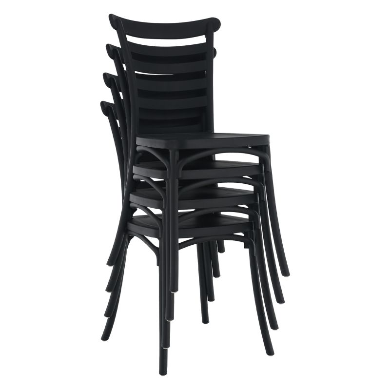 Stohovateľná stolička plastová, čierna