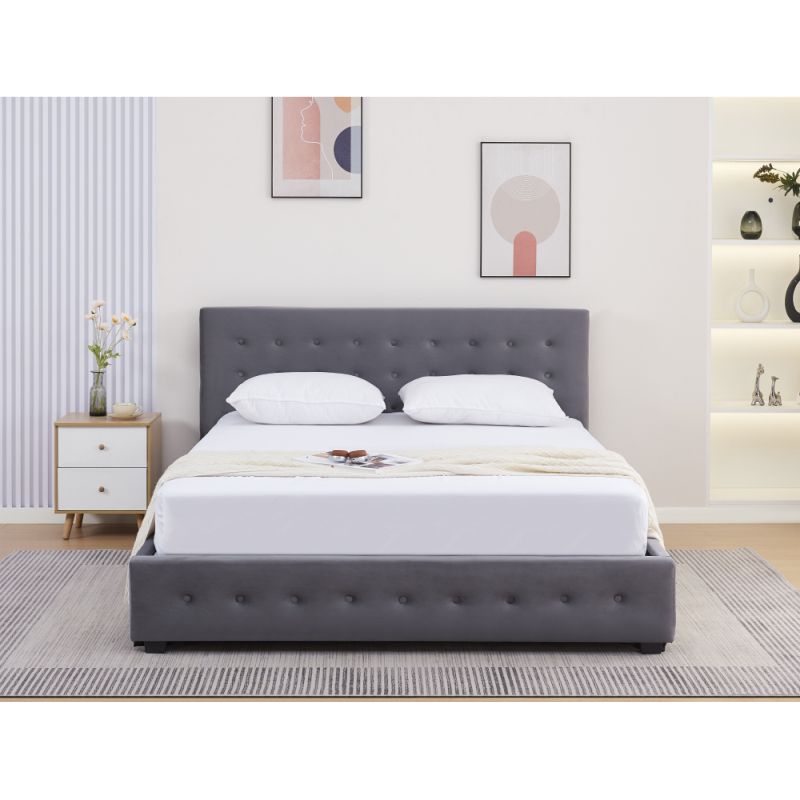 Posteľ s úložným priestorom v sivom odtieni, 160x200