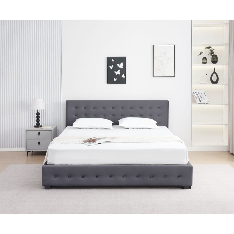 Posteľ s úložným priestorom v sivom odtieni, 180x200