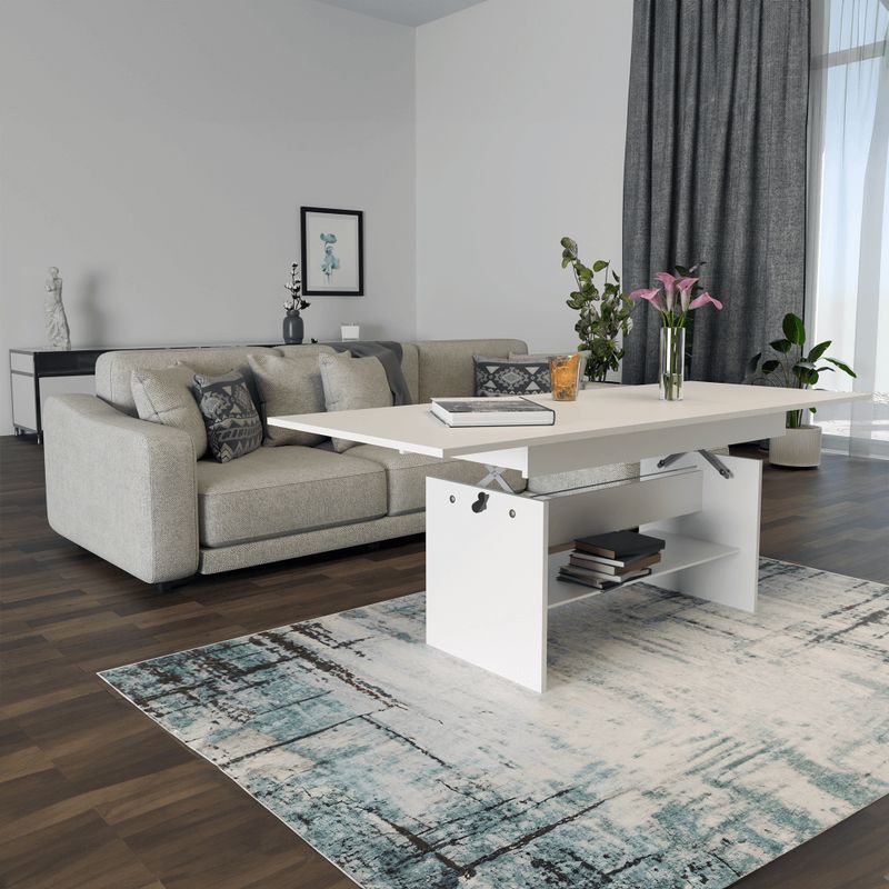 Jedálenský-konferenčný rozkladací stôl, biela, 120-160