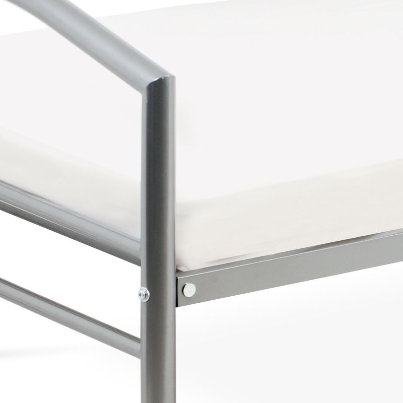 Posteľ jednolôžková 90x200 cm, kovová v sivom lesku