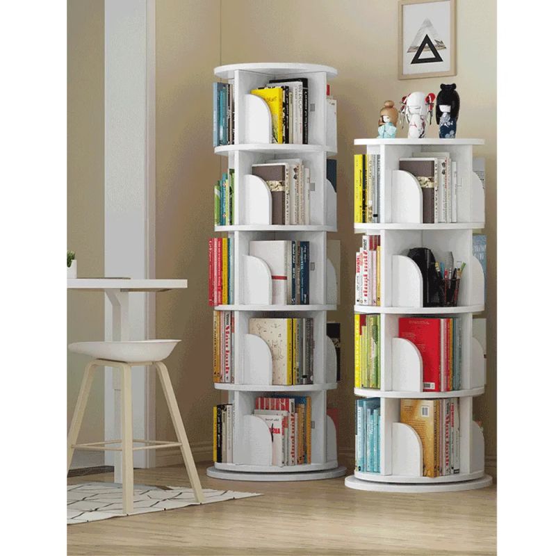 Otočný regál, 5 políc, biely