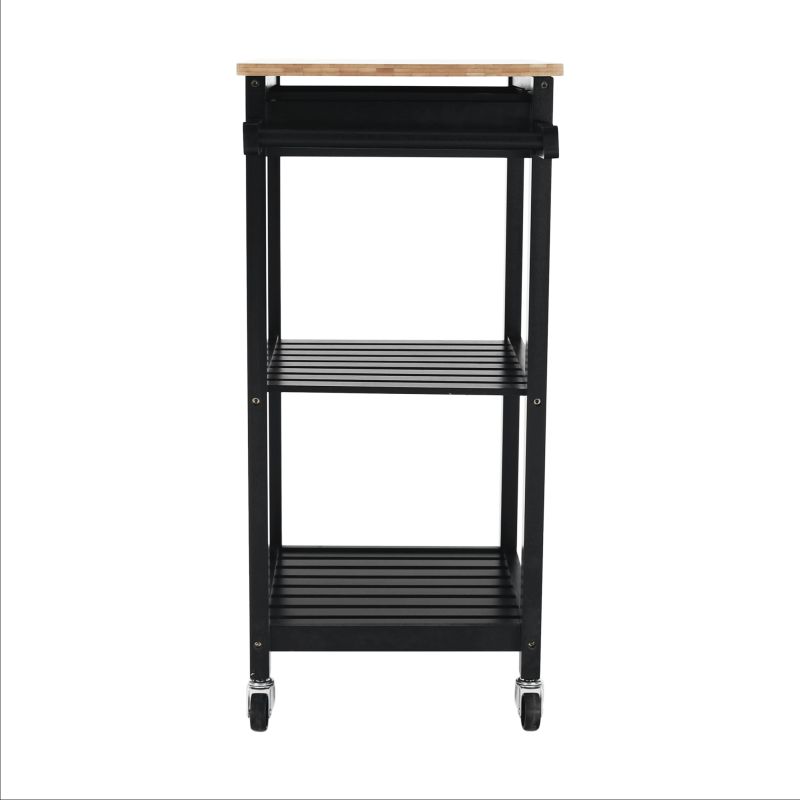 Servírovací vozík, prírodná-čierna