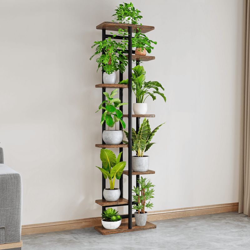 Viacúčelový a praktický stojan na kvety typ4, čierna-rustikálne drevo