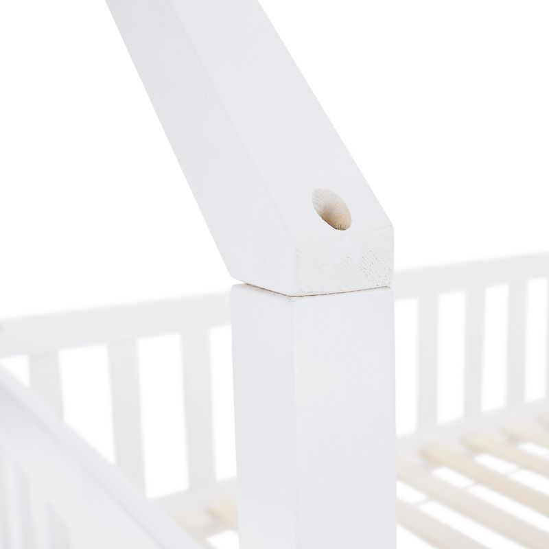 Poschodová posteľ v tvare domčeka bez prístelky, biela