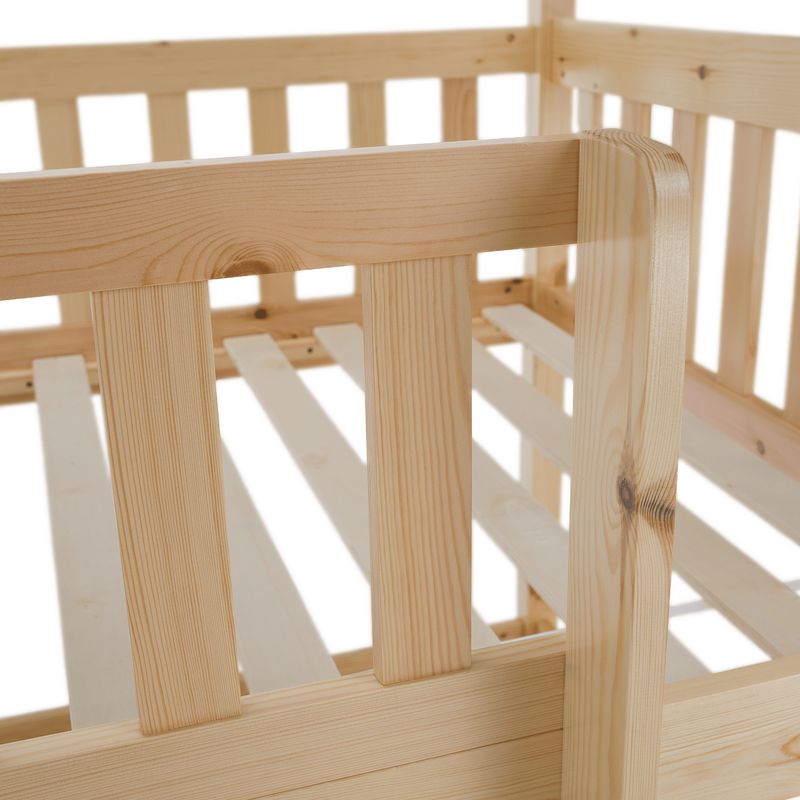 Poschodová posteľ v tvare domčeka bez prístelky, prírodná