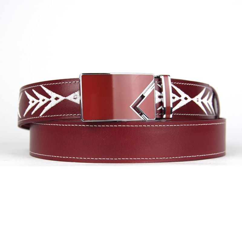 Kožený opasok s výšivkou, automatická pracka, 137cm, Limitovaná edícia 06