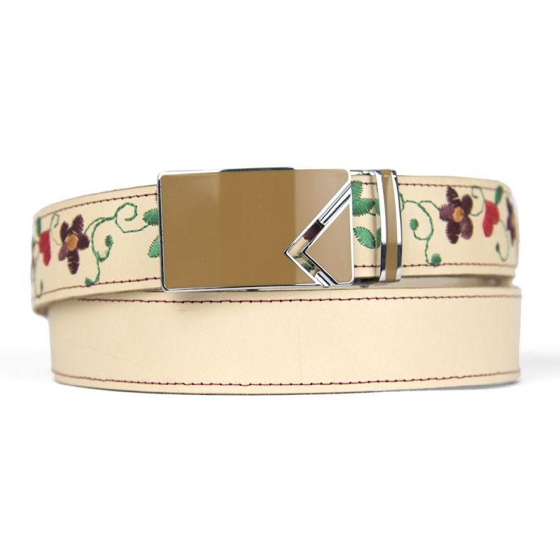 Kožený opasok s výšivkou, automatická pracka, 127cm, Limitovaná edícia 17