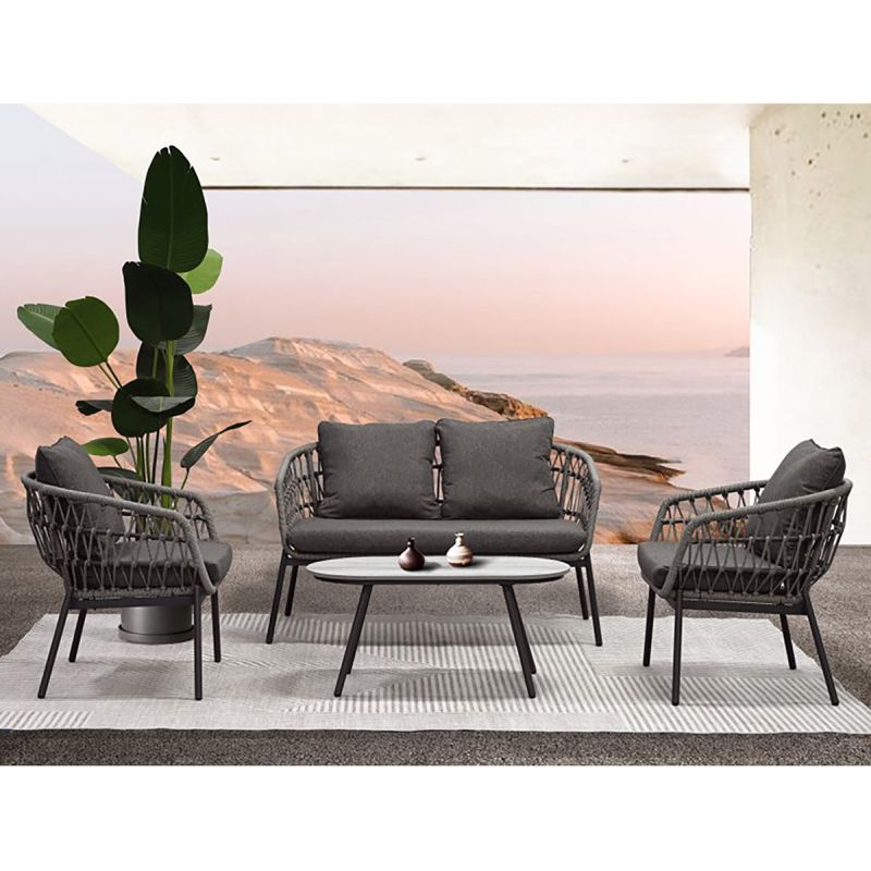 Elegantná záhradná sedacia súprava v sivom odtieni