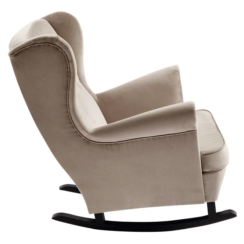 Hojdacie kreslo ušiak, béžové s čiernymi nohami