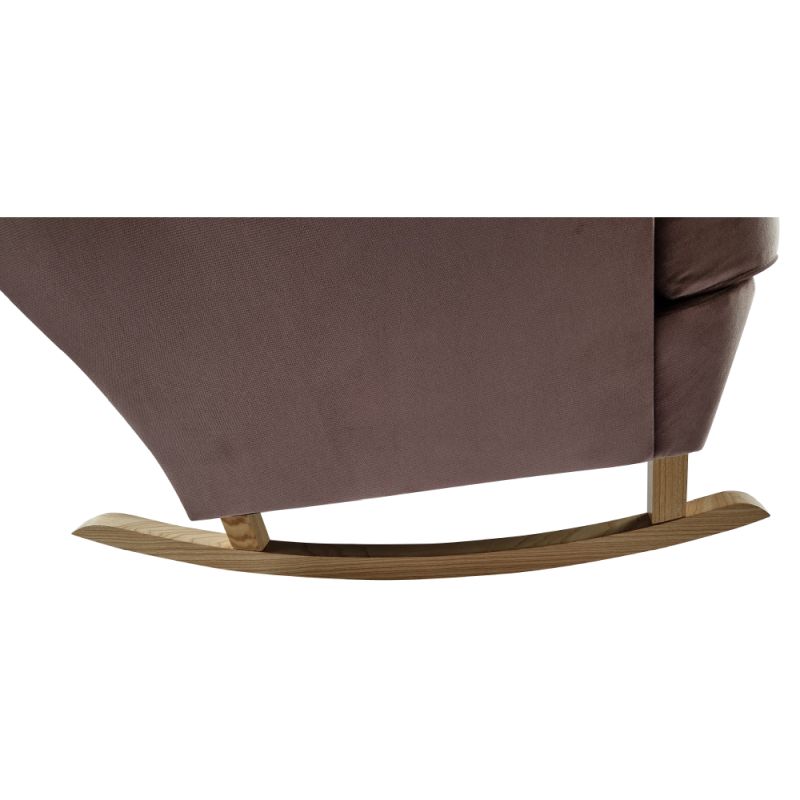 Hojdacie kreslo ušiak, ružové s nohami vo farbe buk