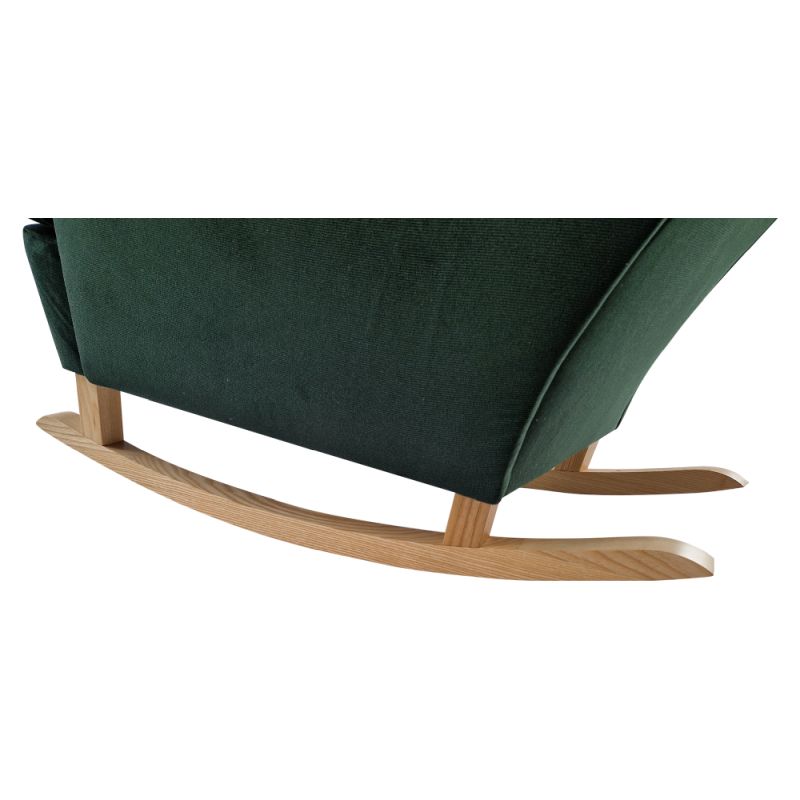 Hojdacie kreslo ušiak, zelené s nohami vo farbe buk