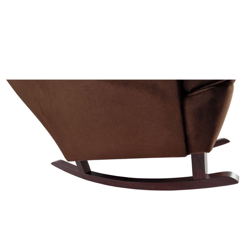 Hojdacie kreslo ušiak, hnedé s nohami vo farbe orech