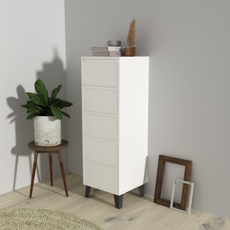 Komoda 5S40, 5x šuplík, biela