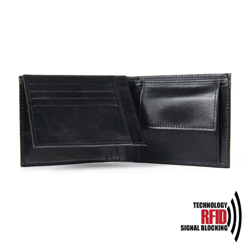 Ochranná RFID kožená peňaženka z pravej kože v čiernej farbe