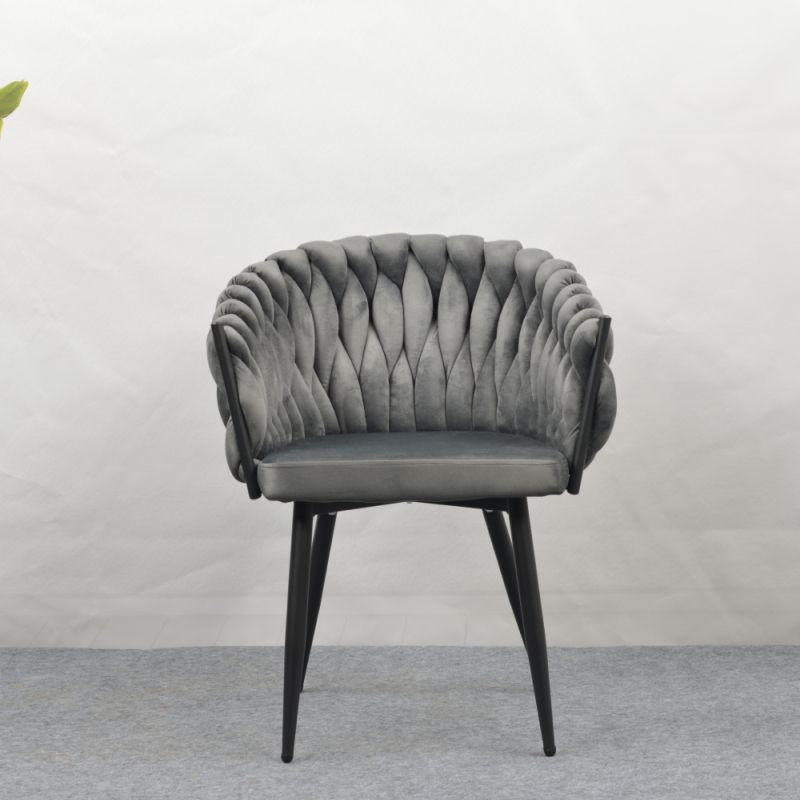 Komfortné jedálenské kreslo, tmavosivá Velvet látka-čierny kov