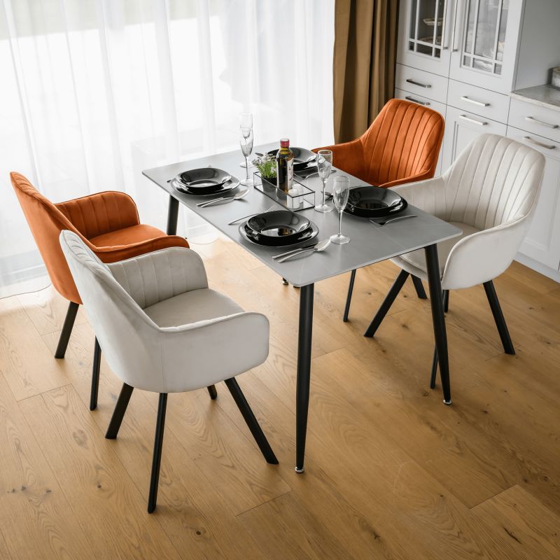 Jedálenský stôl, sivý mramor-čierna, 121x71