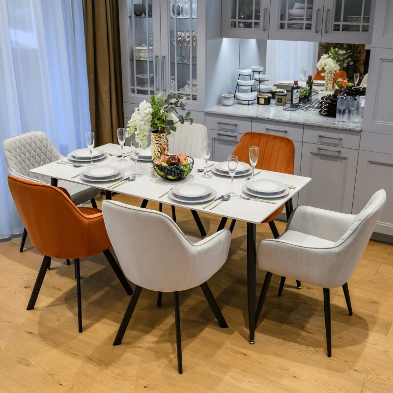 Jedálenský stôl, biely mramor-čierna, 160x80