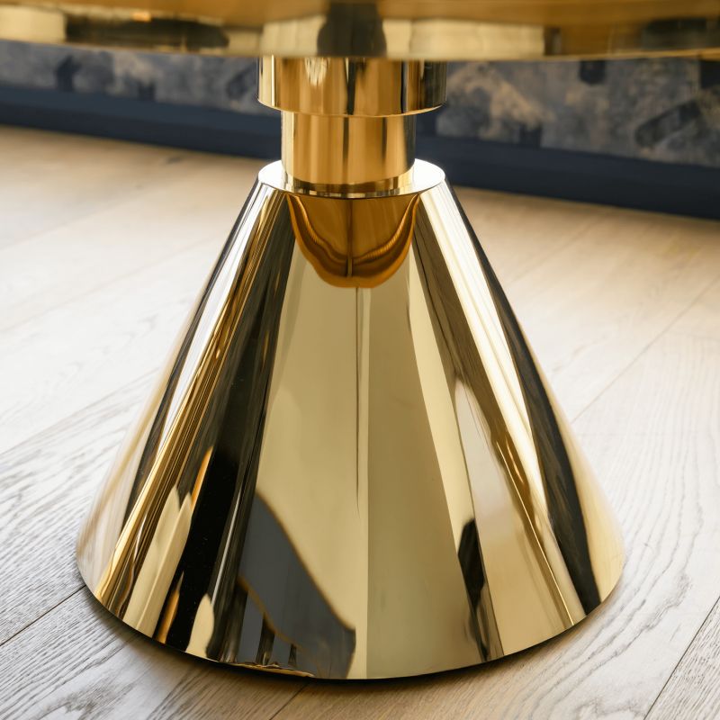 Okrúhly konferenčný stolík, zlatá-biely mramor