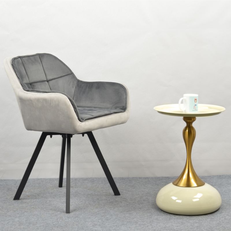 Otočné prešívané jedálenské kreslo, sivá Velvet látka